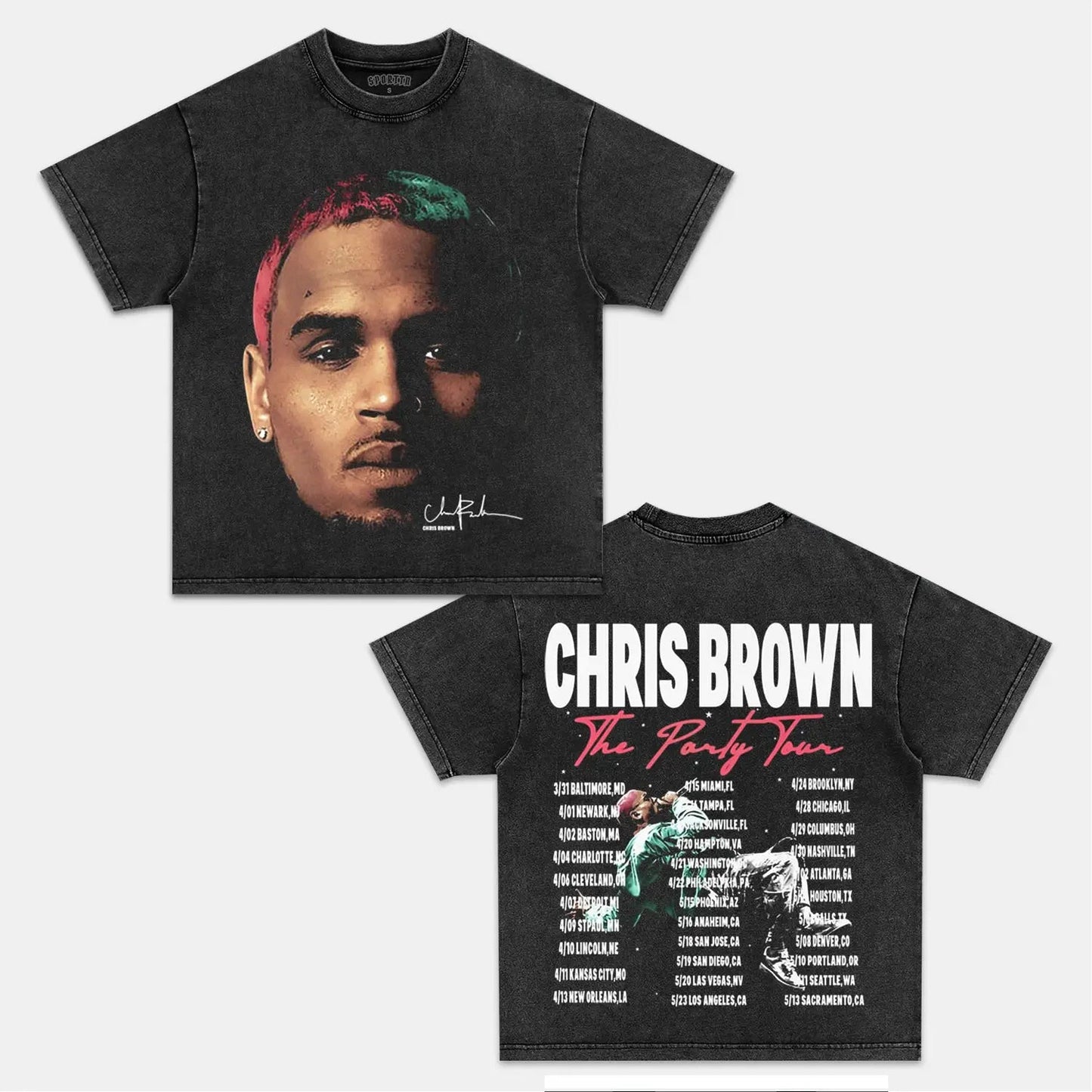 Unisex-Adult Ultra Cotton Washed T-Shirt Graphic  NEW CHRIS BROWN VINTAGE TEE