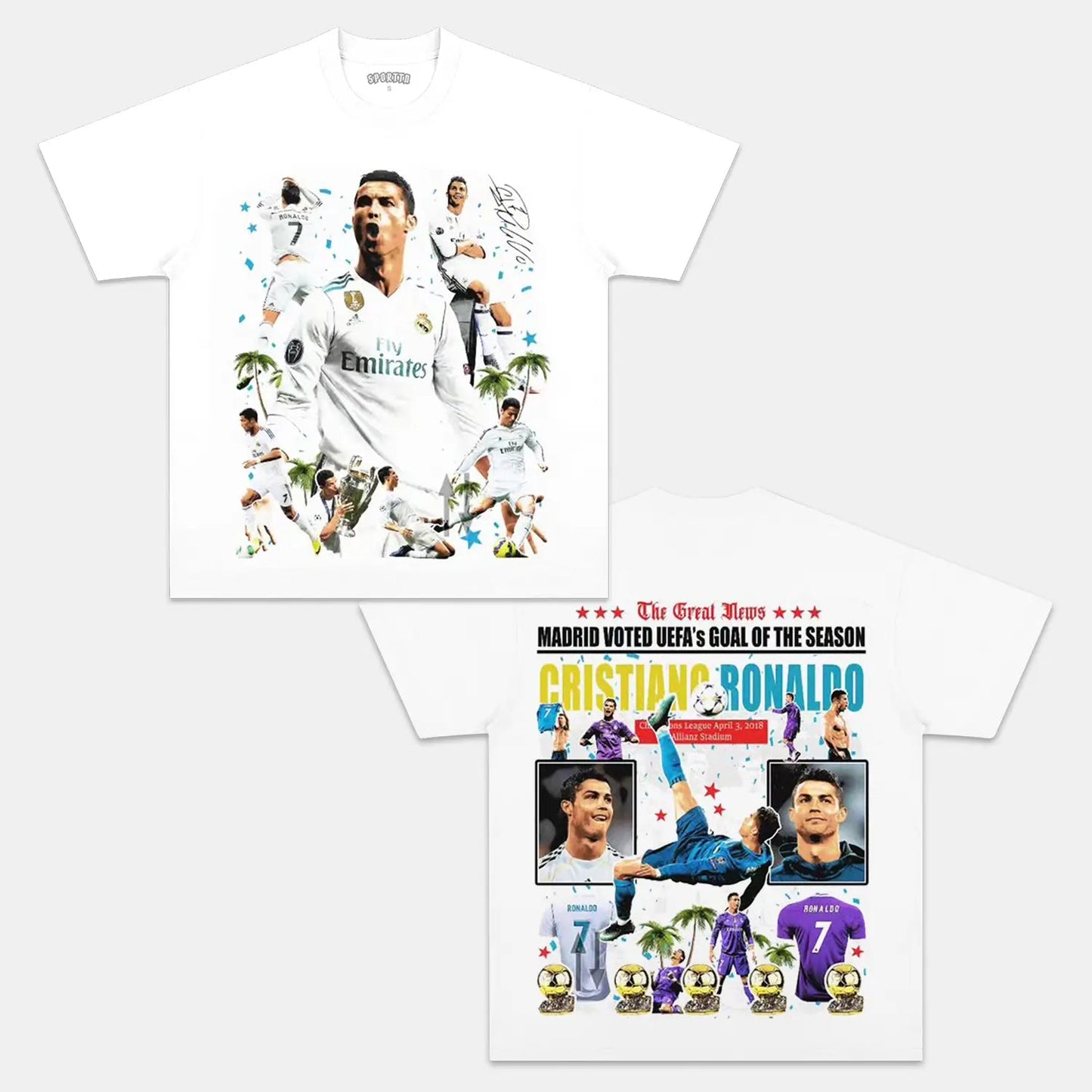 Unisex-Adult Ultra Cotton Washed T-Shirt Graphic  CRISTIANO RONALDO V2 TEE