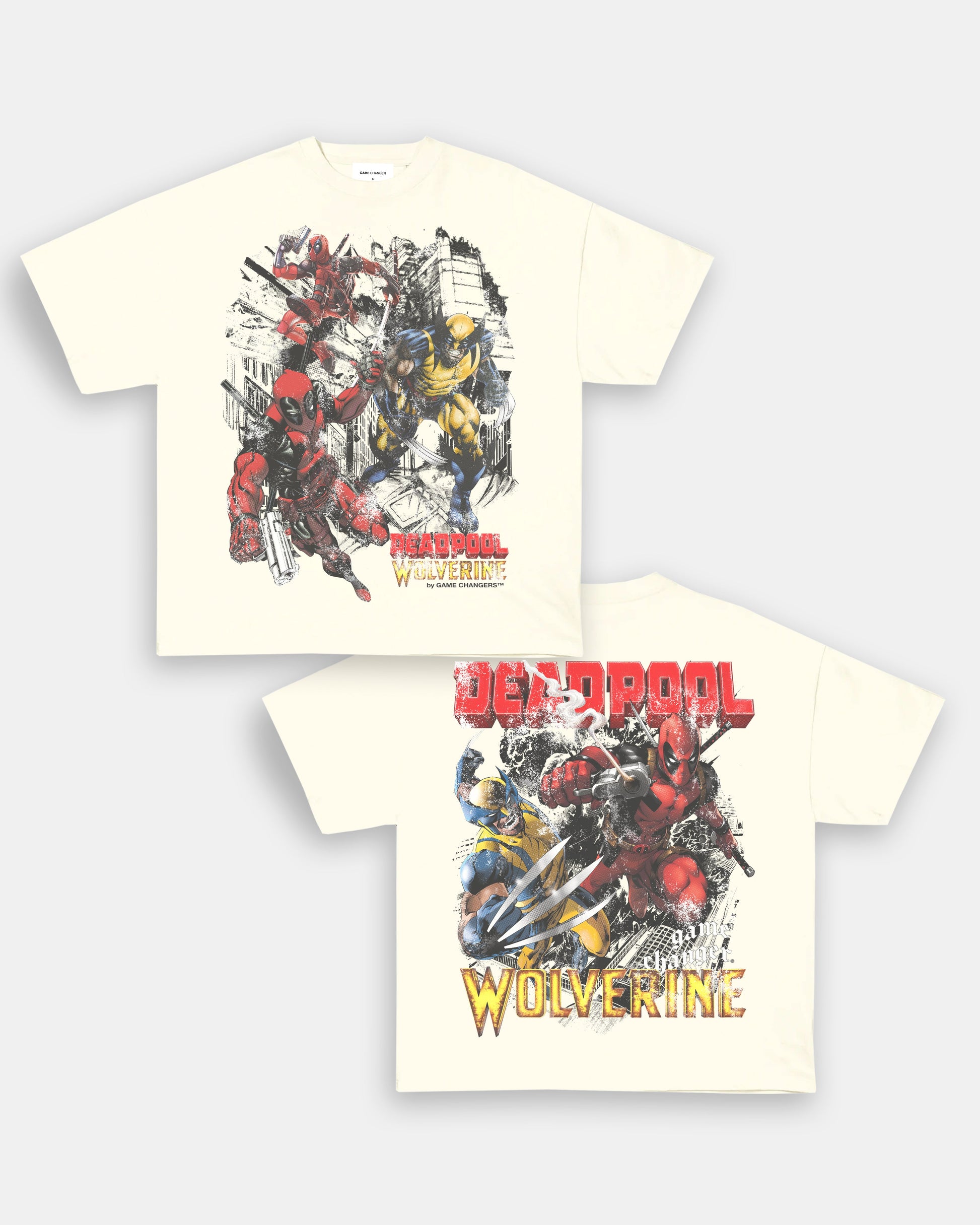 Unisex-Adult Ultra Cotton Washed T-Shirt Graphic DEADPOOL AND WOLVERINE TEE