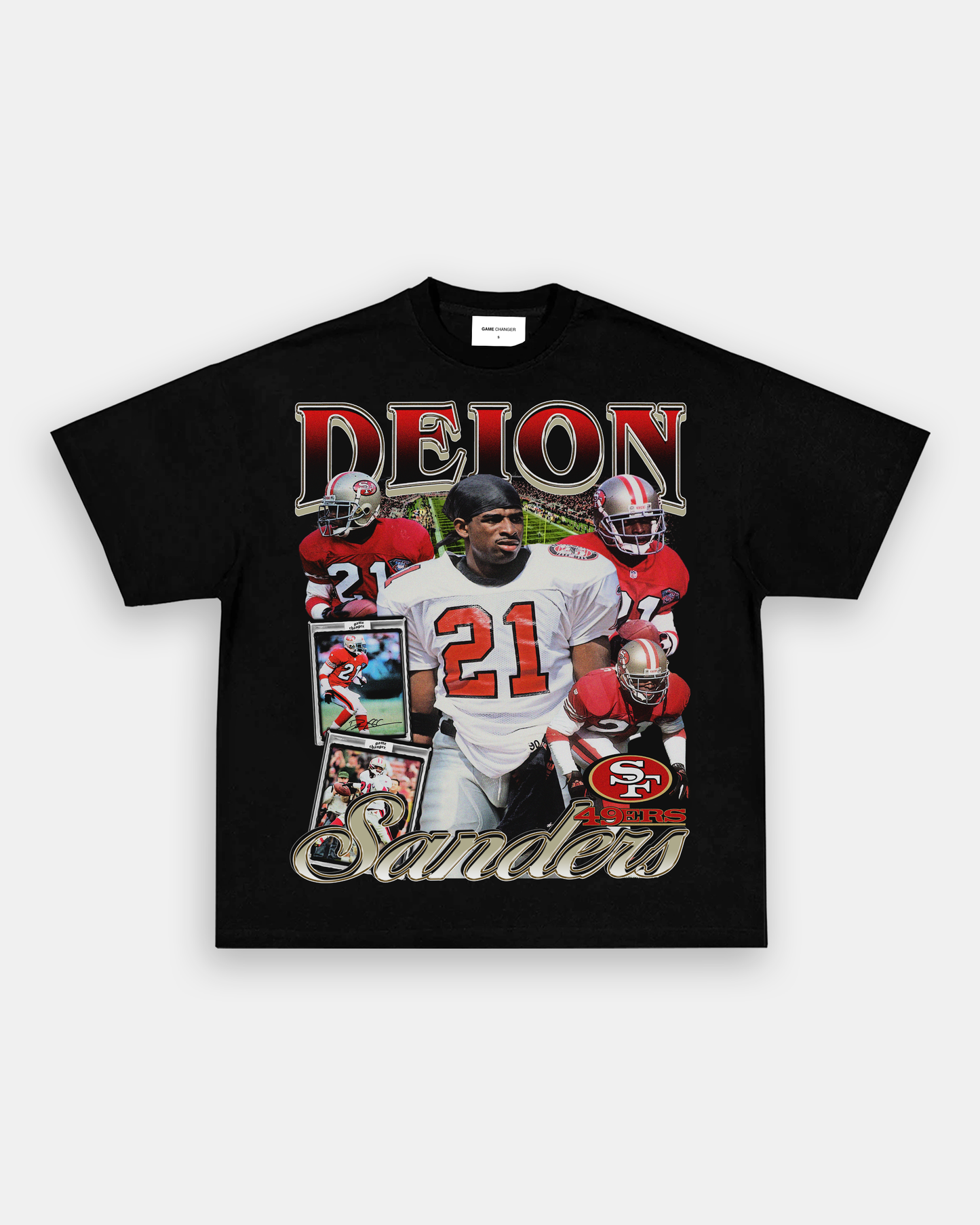 Unisex-Adult Ultra Cotton Washed T-Shirt Graphic DEION SANDERS 49ERS TEE