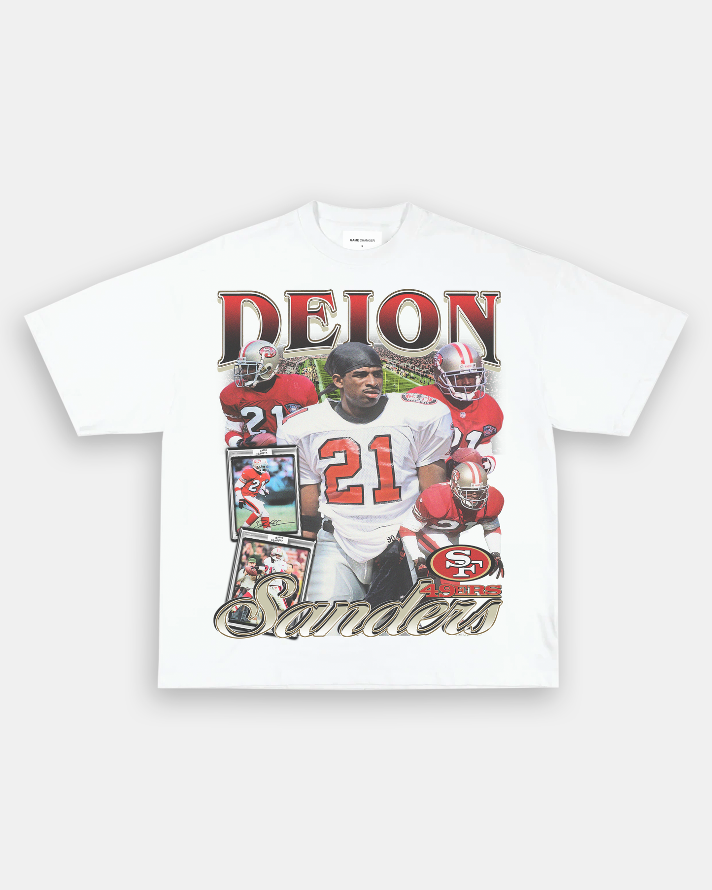 Unisex-Adult Ultra Cotton Washed T-Shirt Graphic DEION SANDERS 49ERS TEE