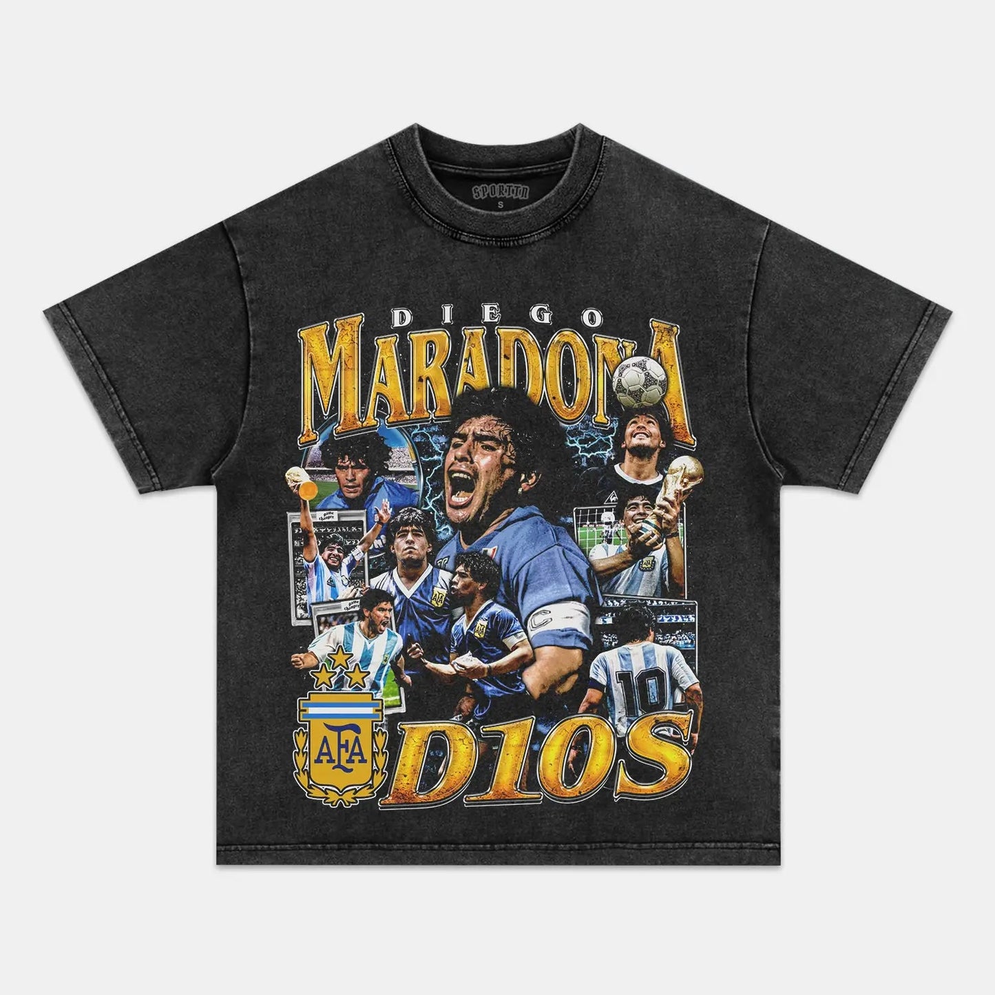 Unisex-Adult Ultra Cotton Washed T-Shirt Graphic  DIEGO MARADONA V2 TEE