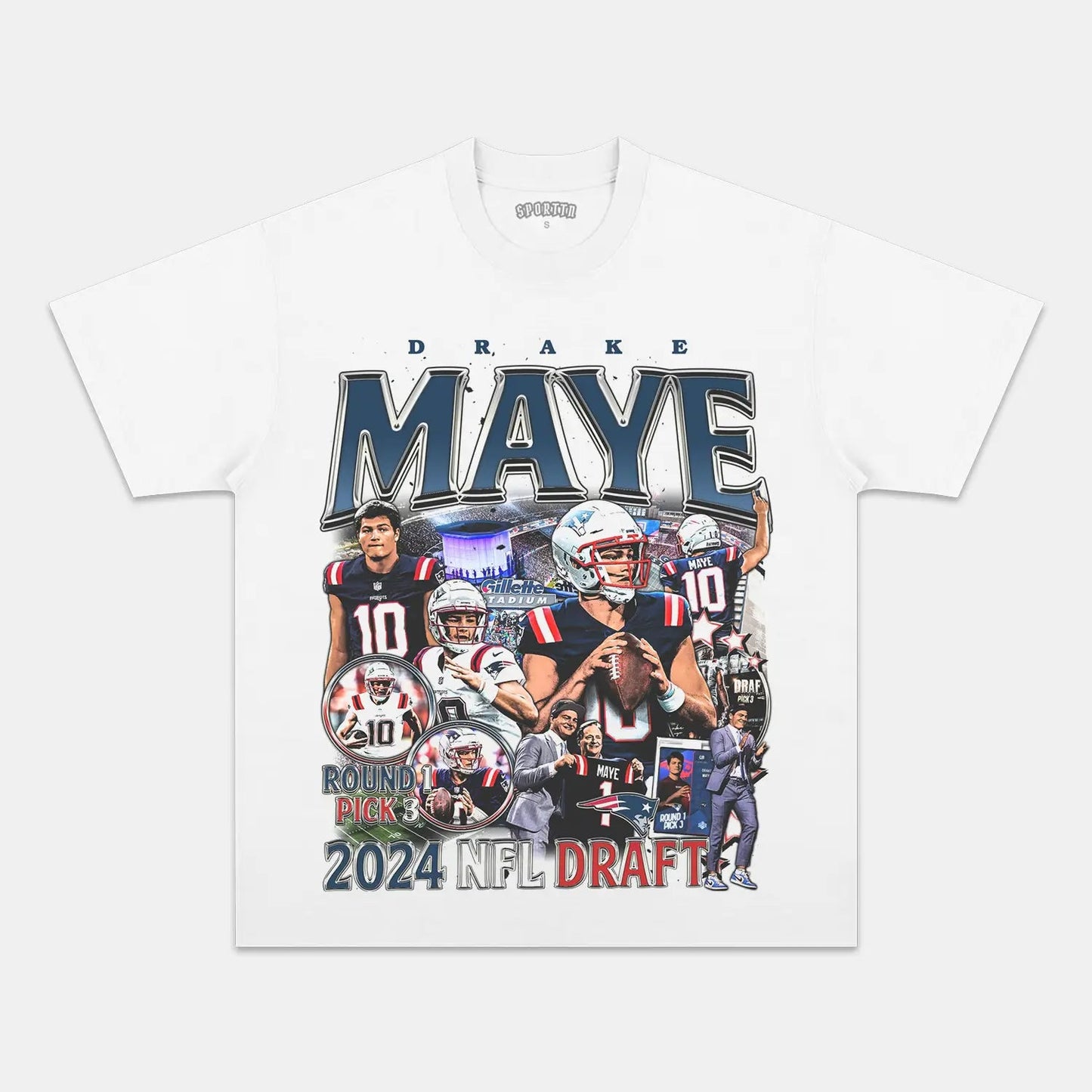 Unisex-Adult Ultra Cotton Washed T-Shirt Graphic DRAKE MAYE - PATRIOTS TEE