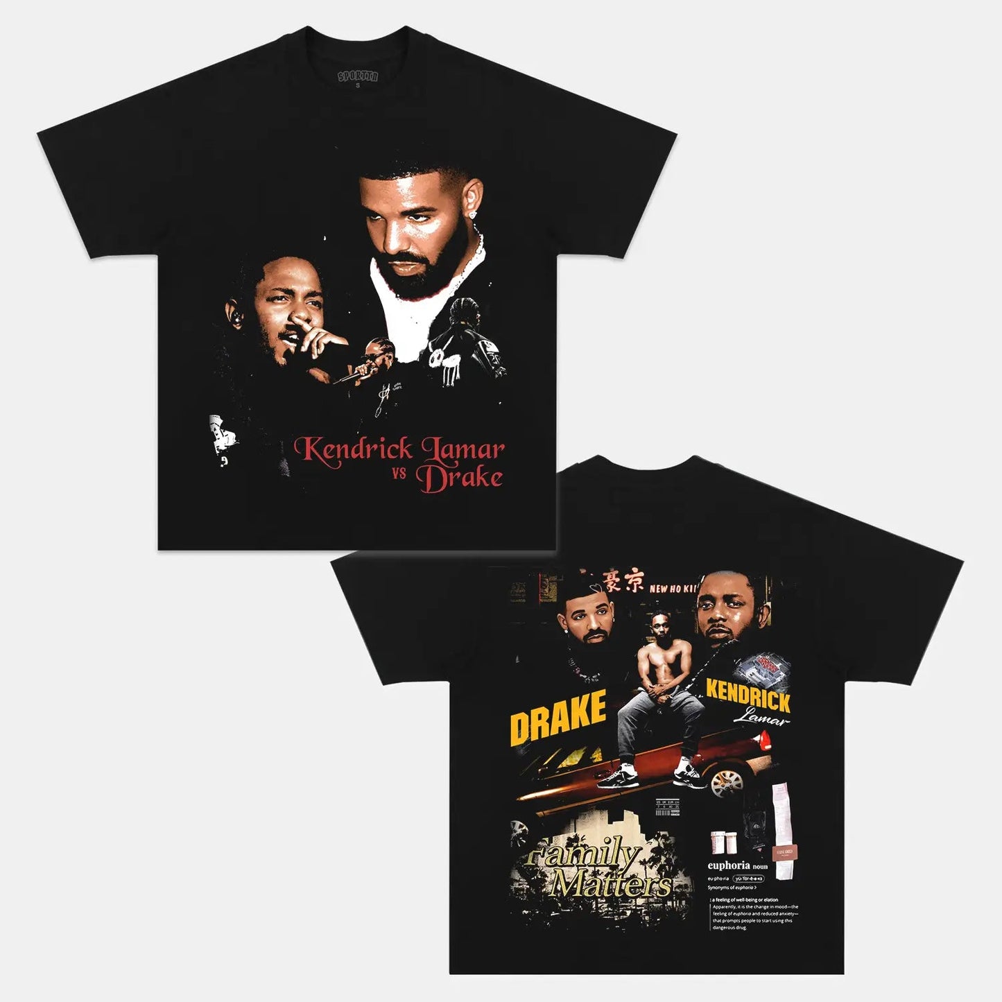 Unisex-Adult Ultra Cotton Washed T-Shirt Graphic  DRAKE VS KDOT TEE