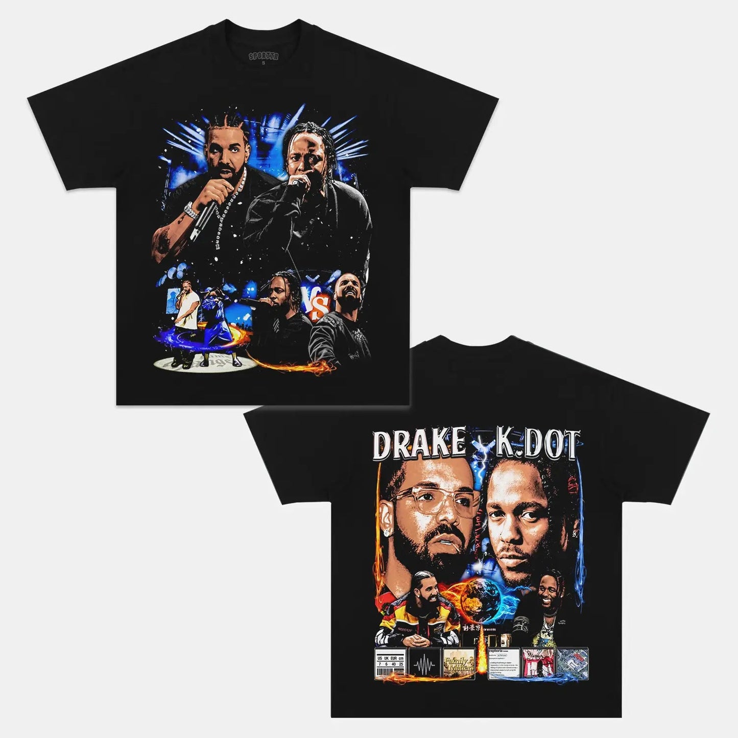 Unisex-Adult Ultra Cotton Washed T-Shirt Graphic  DRAKE VS KDOT V2 TEE