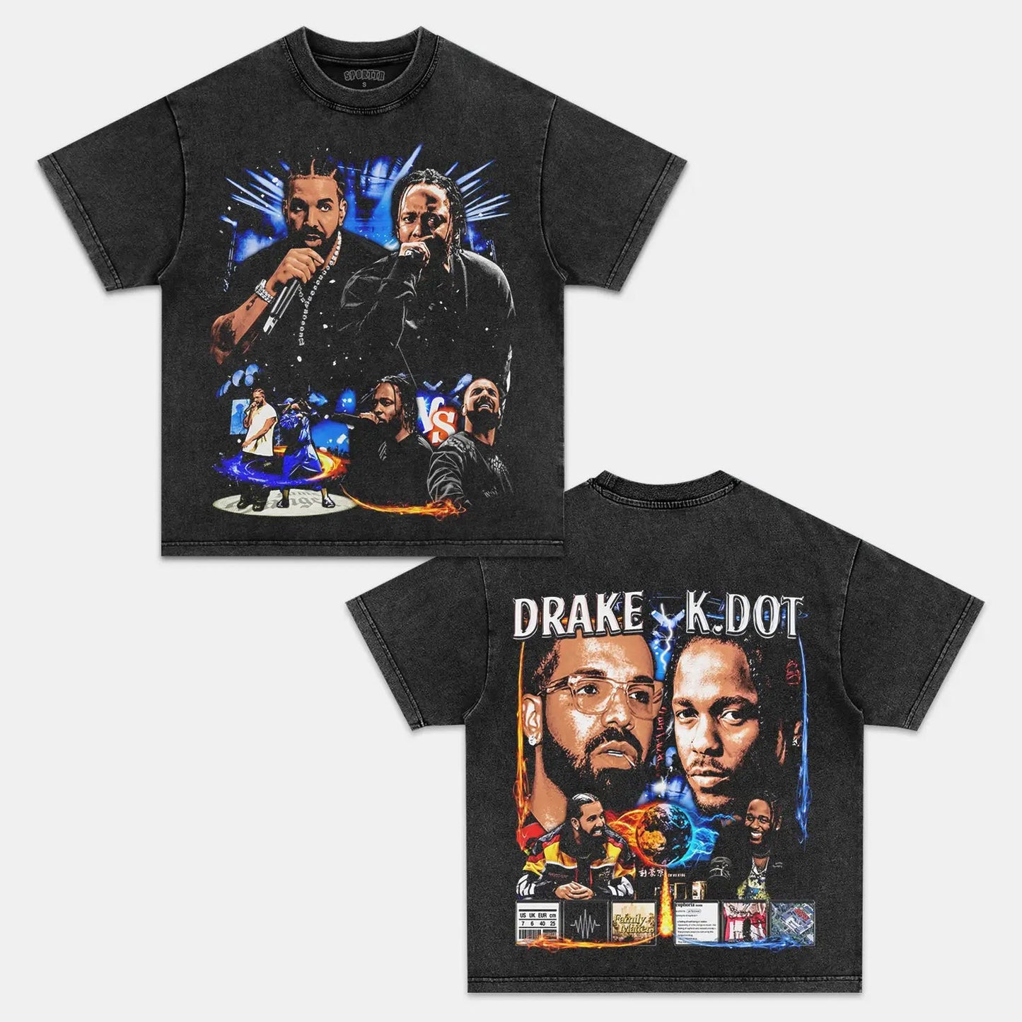 Unisex-Adult Ultra Cotton Washed T-Shirt Graphic  DRAKE VS KDOT V2 TEE