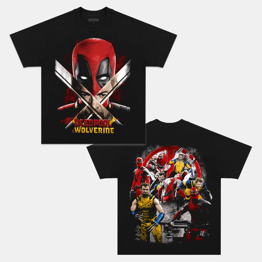 Unisex-Adult Ultra Cotton Washed T-Shirt Graphic  DEADPOOL & WOLVERINE V2 TEE