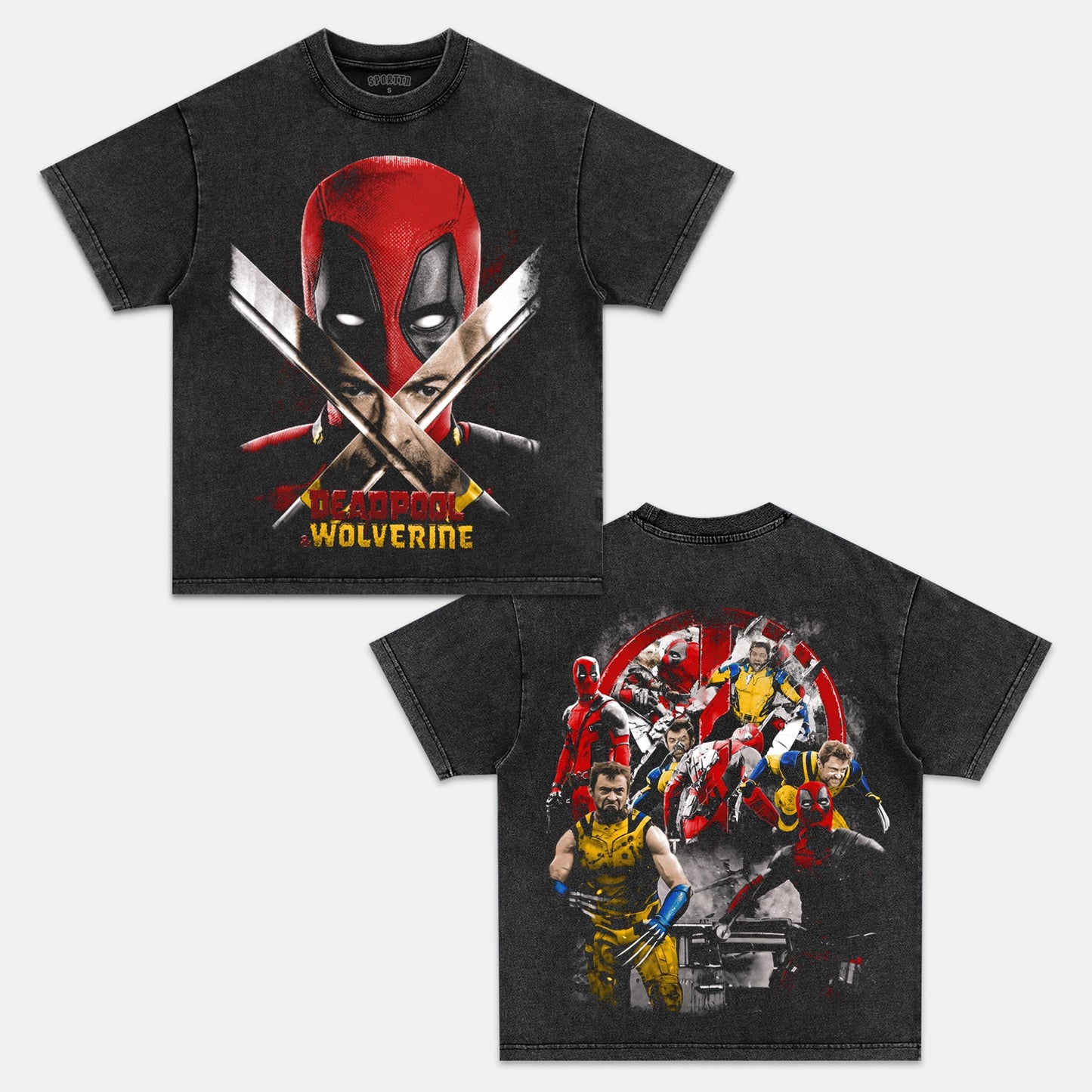 Unisex-Adult Ultra Cotton Washed T-Shirt Graphic  DEADPOOL & WOLVERINE V2 TEE