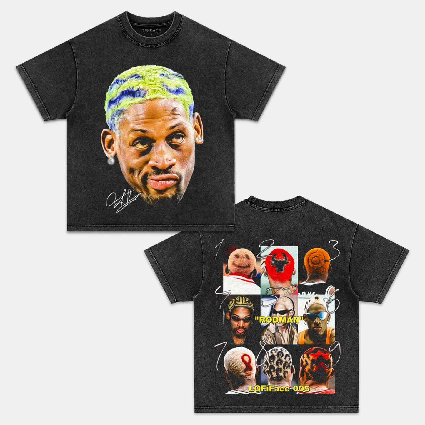 Unisex-Adult Ultra Cotton Washed T-Shirt Graphic Dennis Rodman TEE