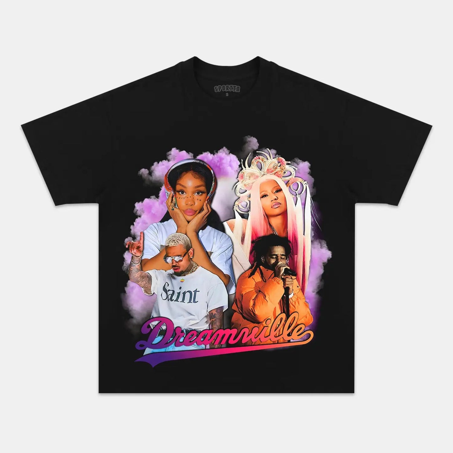 Unisex-Adult Ultra Cotton Washed T-Shirt Graphic  Dreamville Festival- CHRIS BROWN-SZA-NICKI MINAJ-J COLE TEE