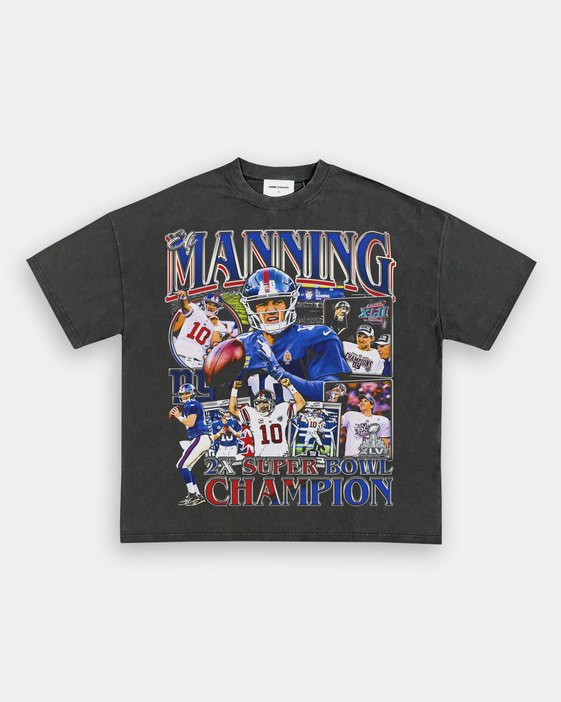 Unisex-Adult Ultra Cotton Washed T-Shirt Graphic ELI MANNING TEE