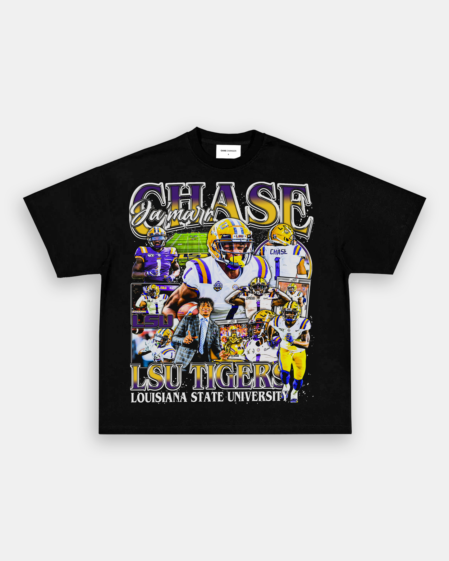 Unisex-Adult Ultra Cotton Washed T-Shirt Graphic JAMARR CHASE - LSU TEE