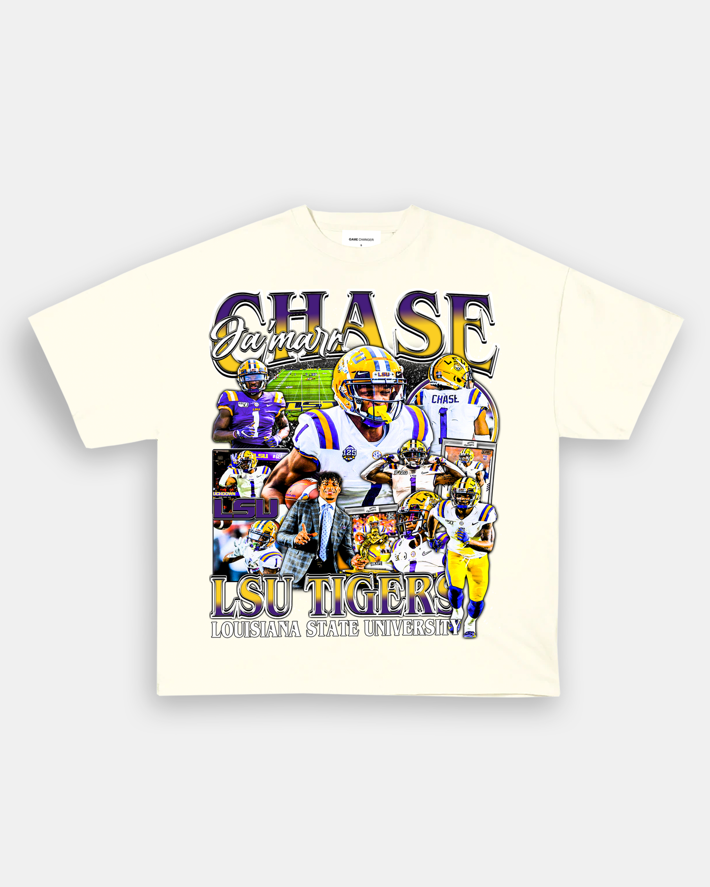 Unisex-Adult Ultra Cotton Washed T-Shirt Graphic JAMARR CHASE - LSU TEE