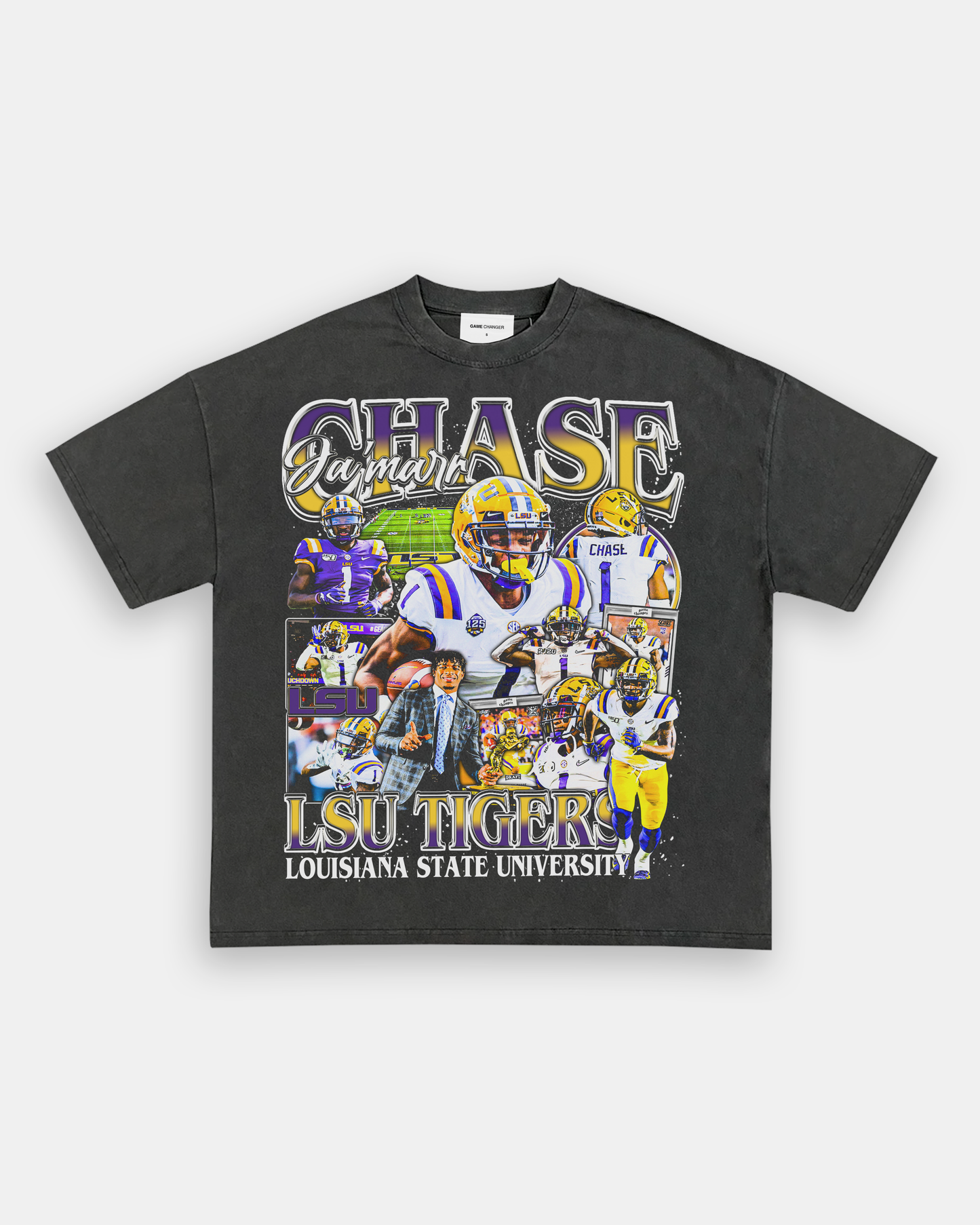 Unisex-Adult Ultra Cotton Washed T-Shirt Graphic JAMARR CHASE - LSU TEE