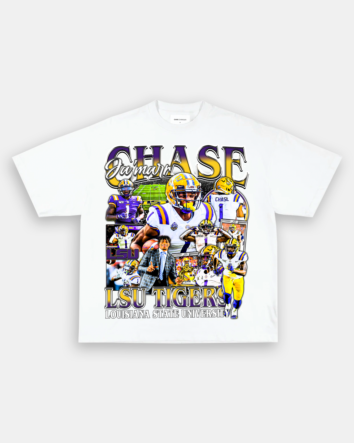 Unisex-Adult Ultra Cotton Washed T-Shirt Graphic JAMARR CHASE - LSU TEE