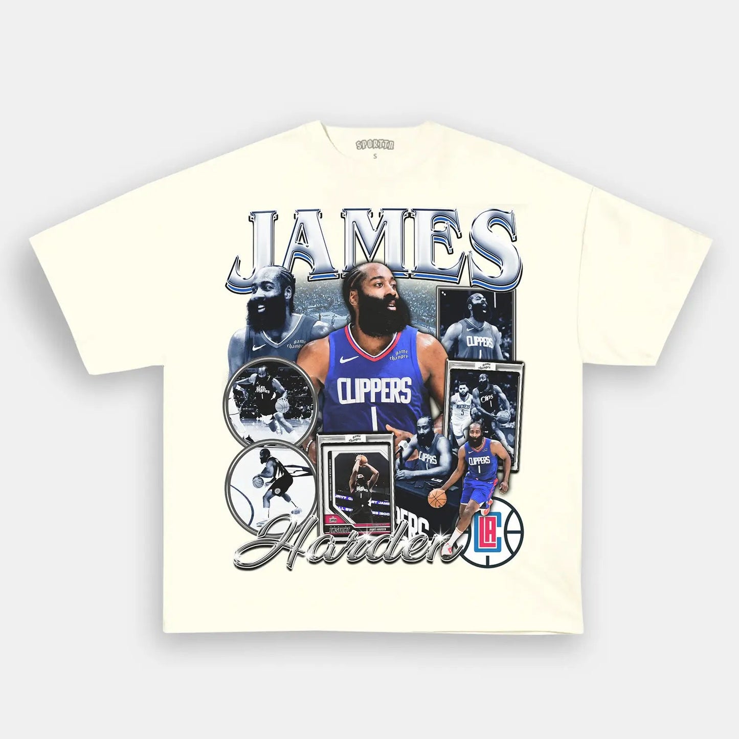 Unisex-Adult Ultra Cotton Washed T-Shirt Graphic  JAMES HARDEN - CLIPPERS TEE