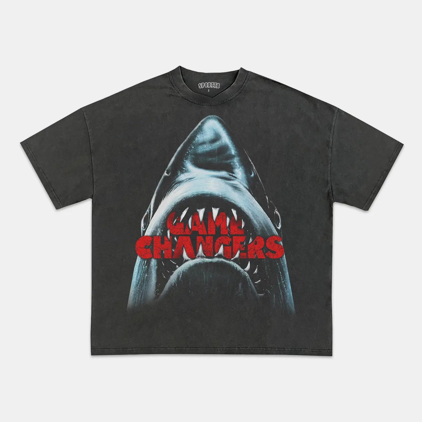 Unisex-Adult Ultra Cotton Washed T-Shirt Graphic  JAWS TEE