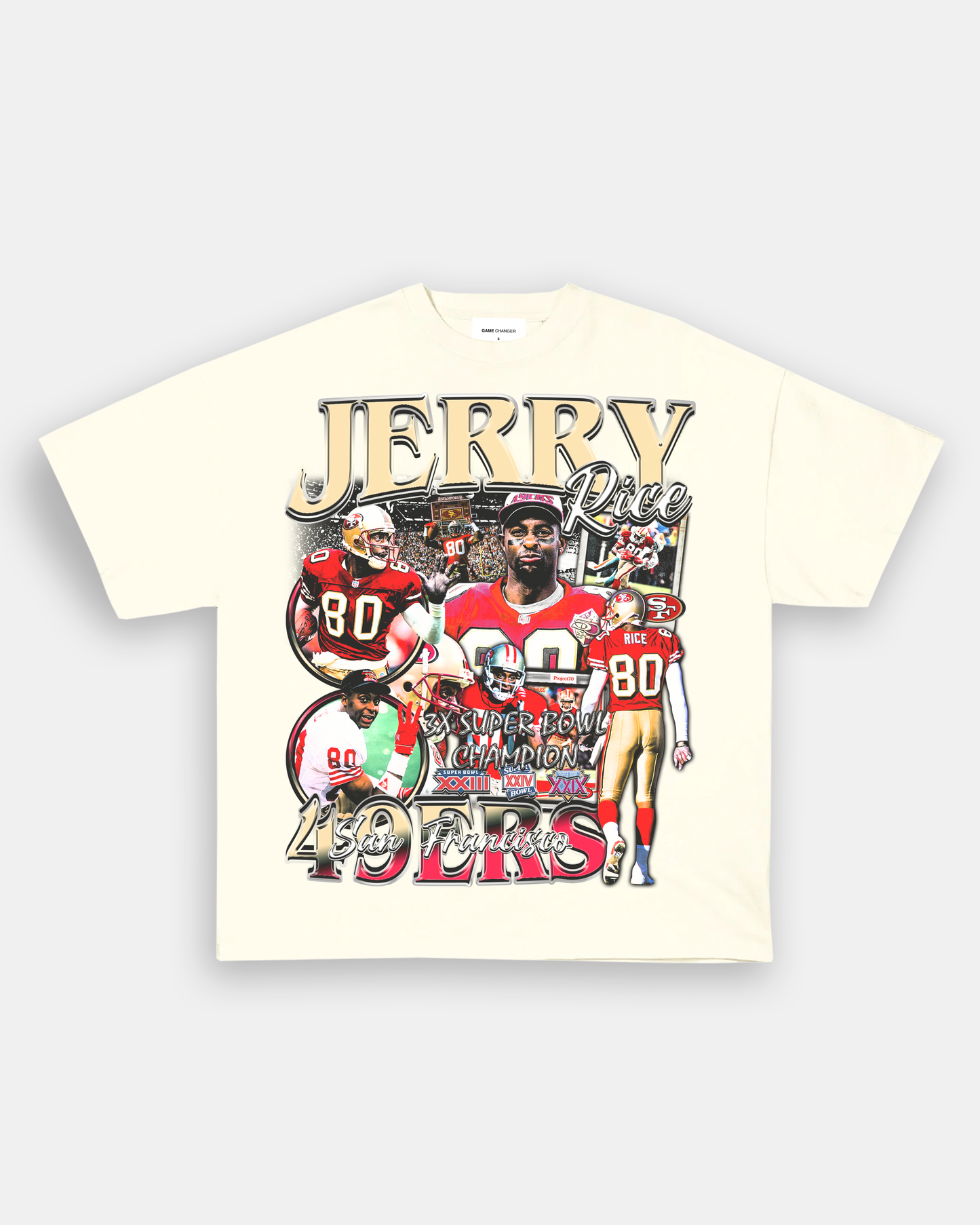 Unisex-Adult Ultra Cotton Washed T-Shirt Graphic JERRY RICE TEE