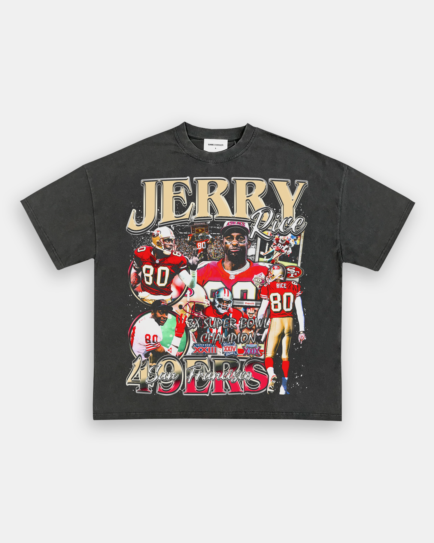 Unisex-Adult Ultra Cotton Washed T-Shirt Graphic JERRY RICE TEE