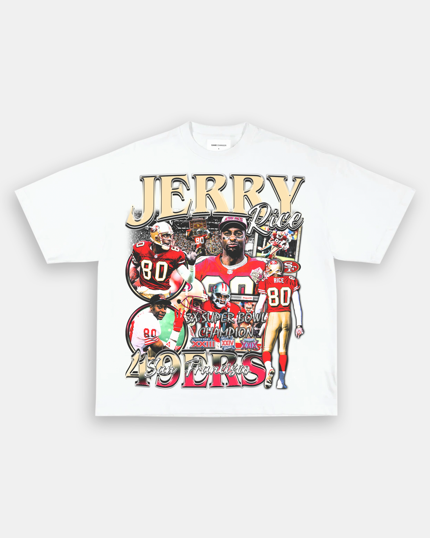 Unisex-Adult Ultra Cotton Washed T-Shirt Graphic JERRY RICE TEE