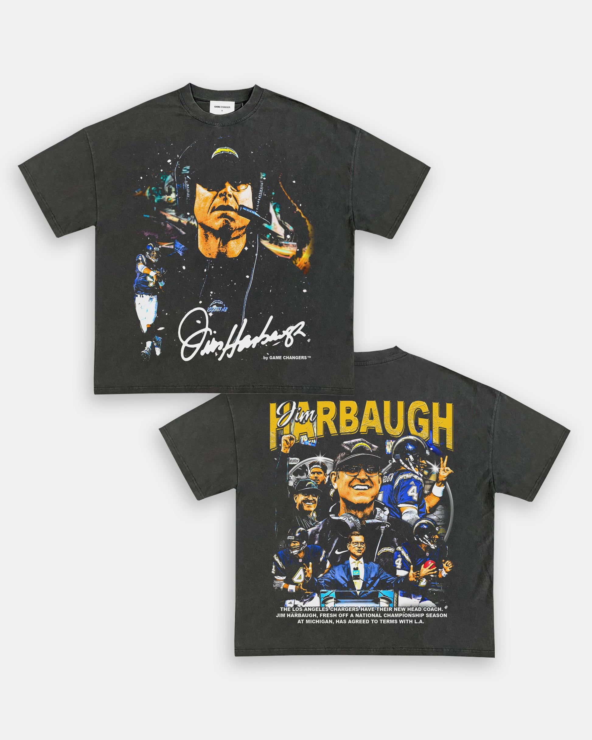 Unisex-Adult Ultra Cotton Washed T-Shirt Graphic JIM HARBAUGH TEE - [DS]