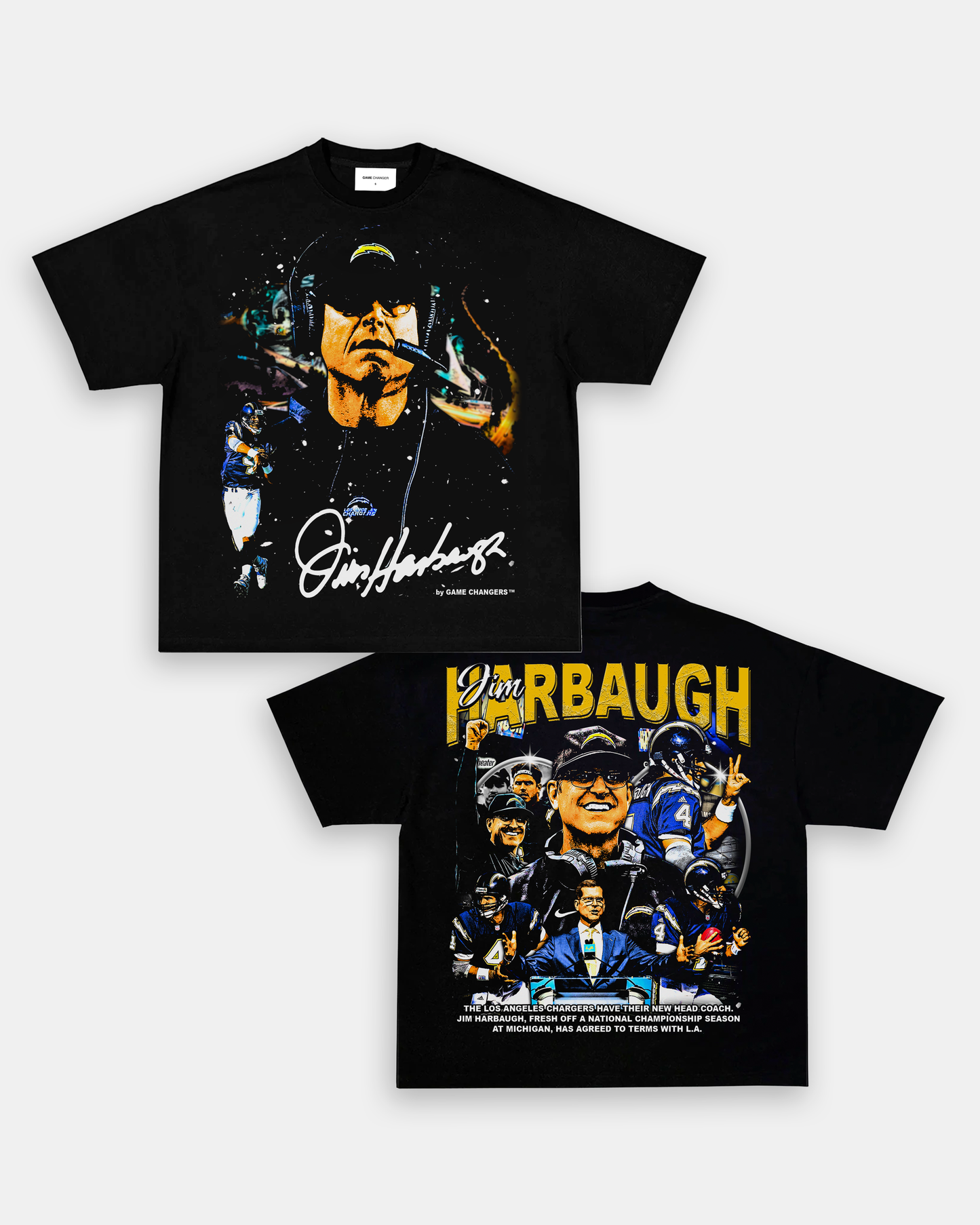 Unisex-Adult Ultra Cotton Washed T-Shirt Graphic JIM HARBAUGH TEE - [DS]