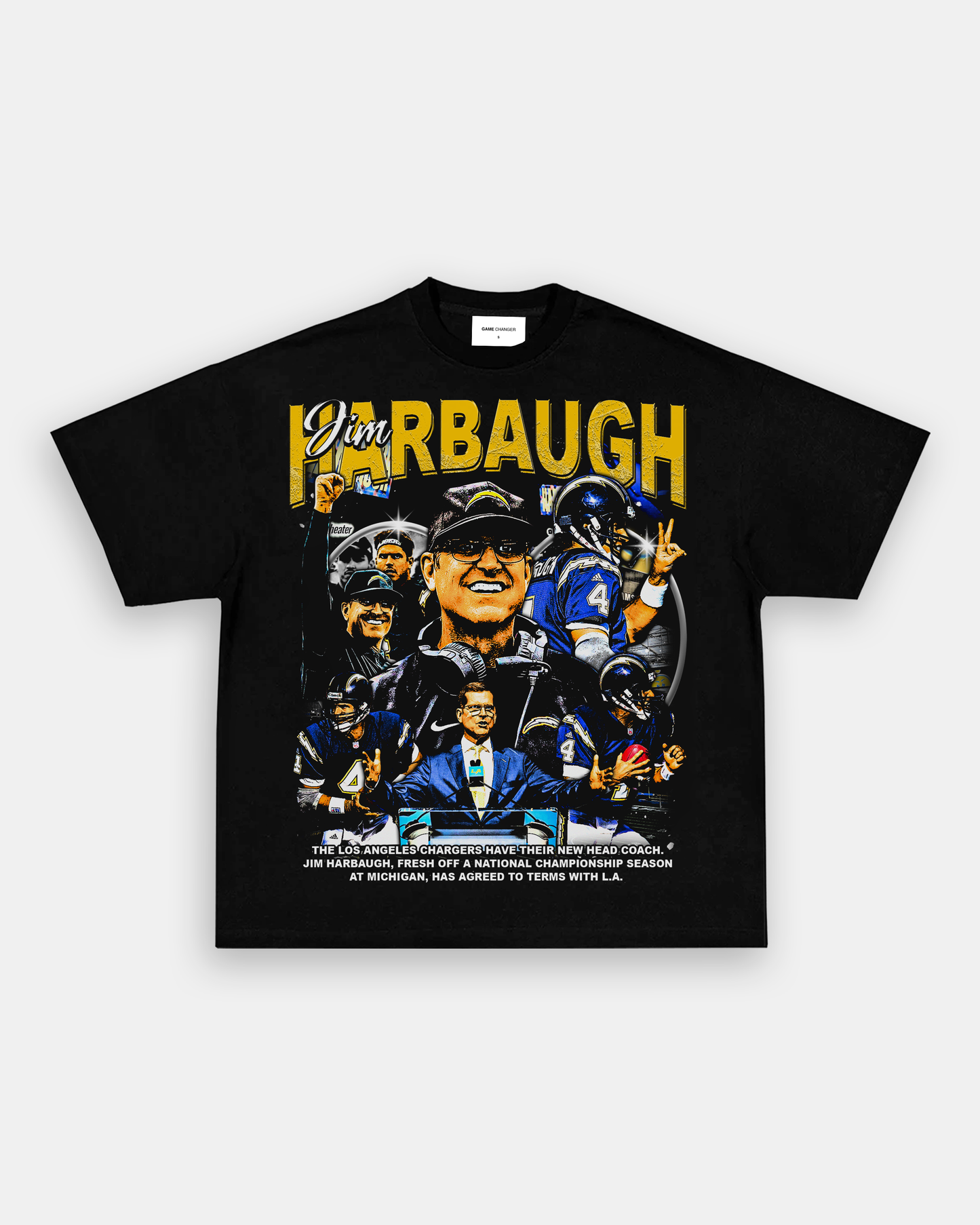 Unisex-Adult Ultra Cotton Washed T-Shirt Graphic JIM HARBAUGH V2 TEE