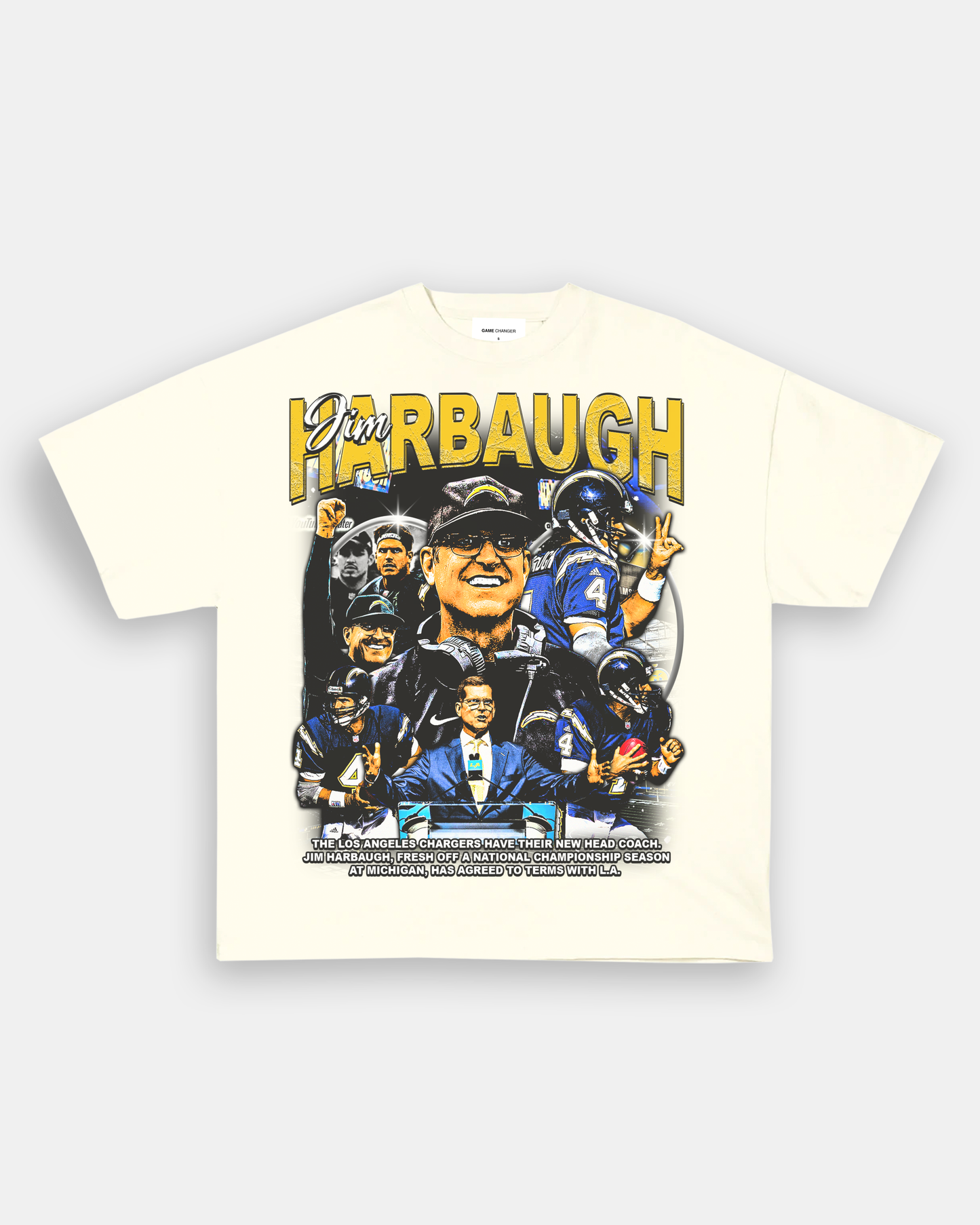 Unisex-Adult Ultra Cotton Washed T-Shirt Graphic JIM HARBAUGH V2 TEE