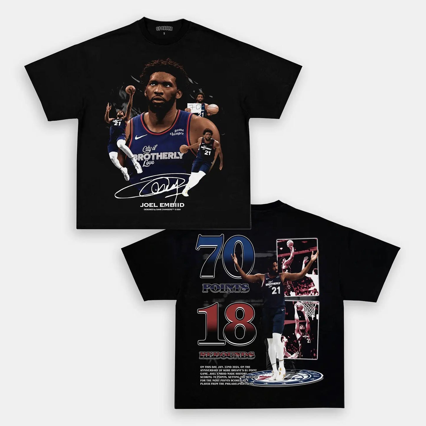 Unisex-Adult Ultra Cotton Washed T-Shirt Graphic  JOEL EMBIID V2 TEE - DS