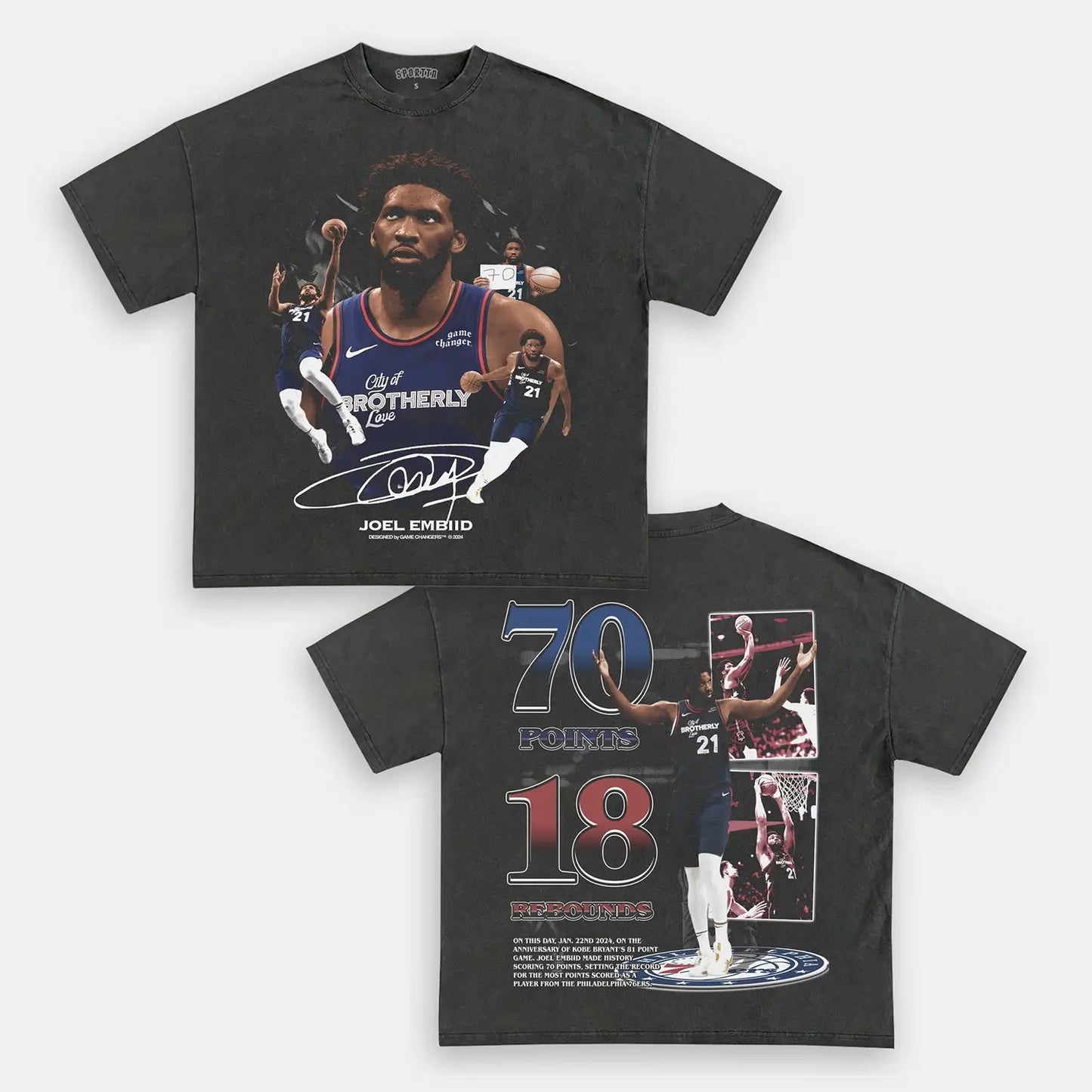 Unisex-Adult Ultra Cotton Washed T-Shirt Graphic  JOEL EMBIID V2 TEE - DS