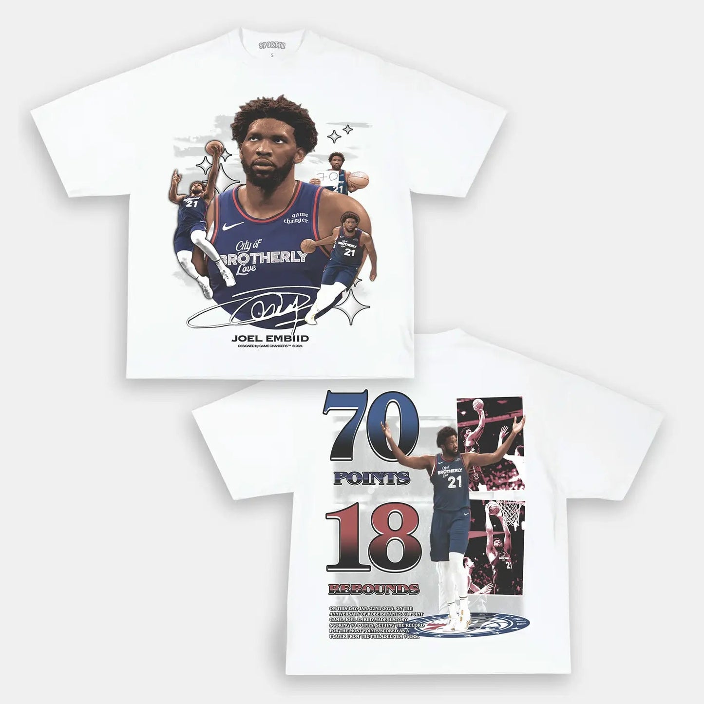 Unisex-Adult Ultra Cotton Washed T-Shirt Graphic  JOEL EMBIID V2 TEE - DS