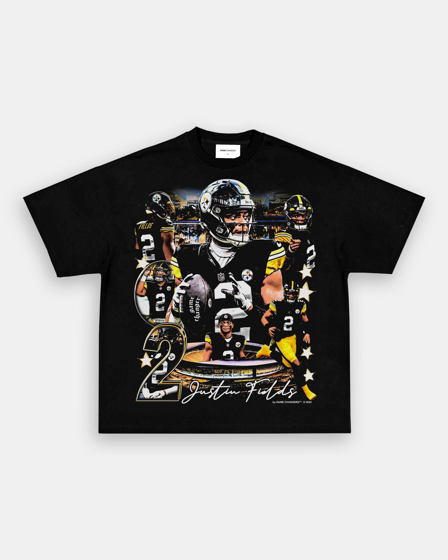 Unisex-Adult Ultra Cotton Washed T-Shirt Graphic JUSTIN FIELDS - STEELERS TEE