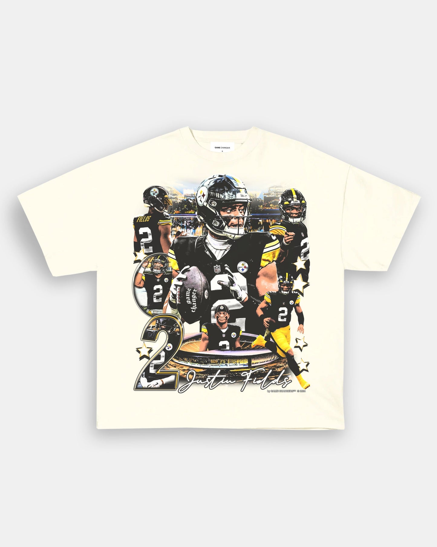 Unisex-Adult Ultra Cotton Washed T-Shirt Graphic JUSTIN FIELDS - STEELERS TEE