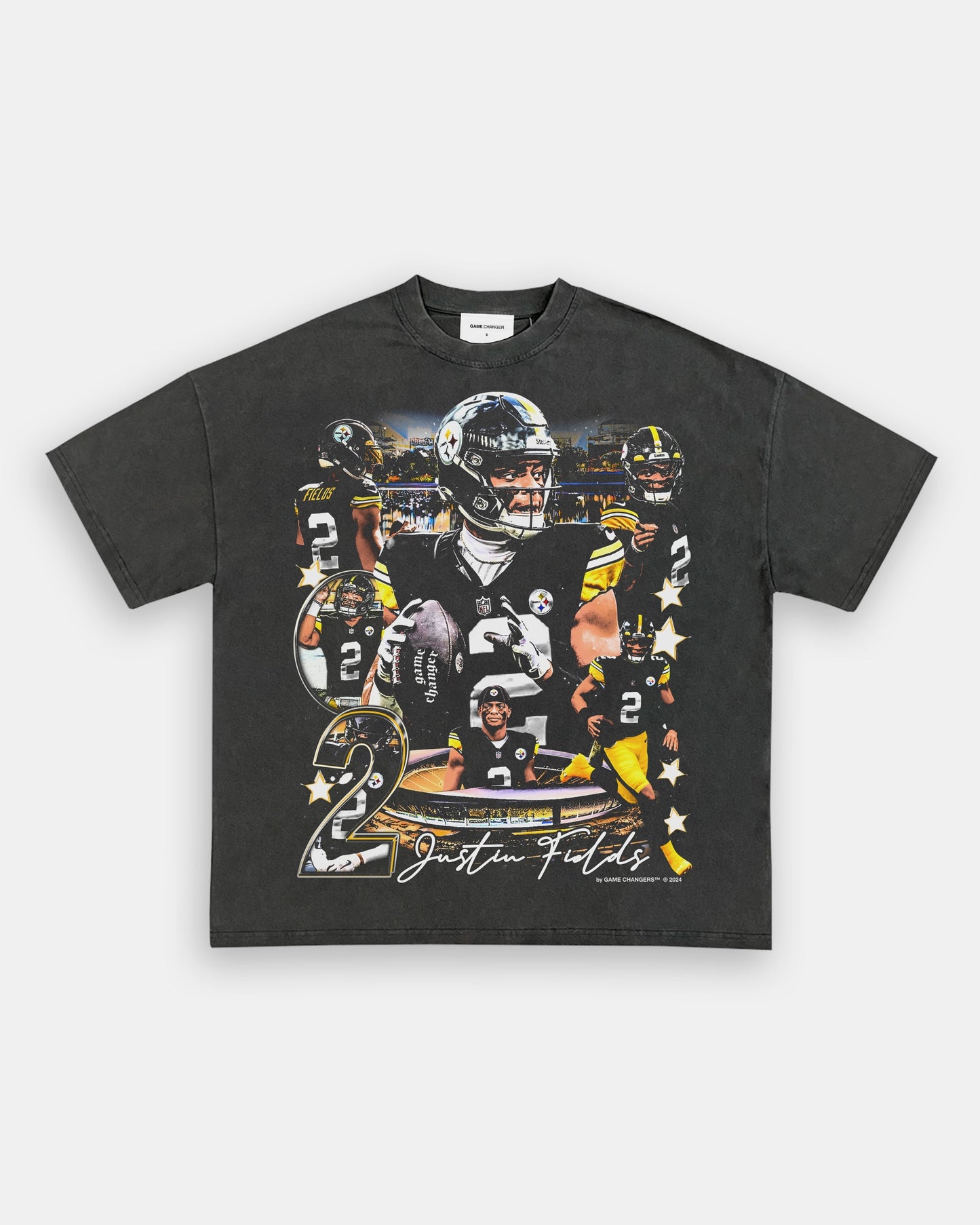 Unisex-Adult Ultra Cotton Washed T-Shirt Graphic JUSTIN FIELDS - STEELERS TEE