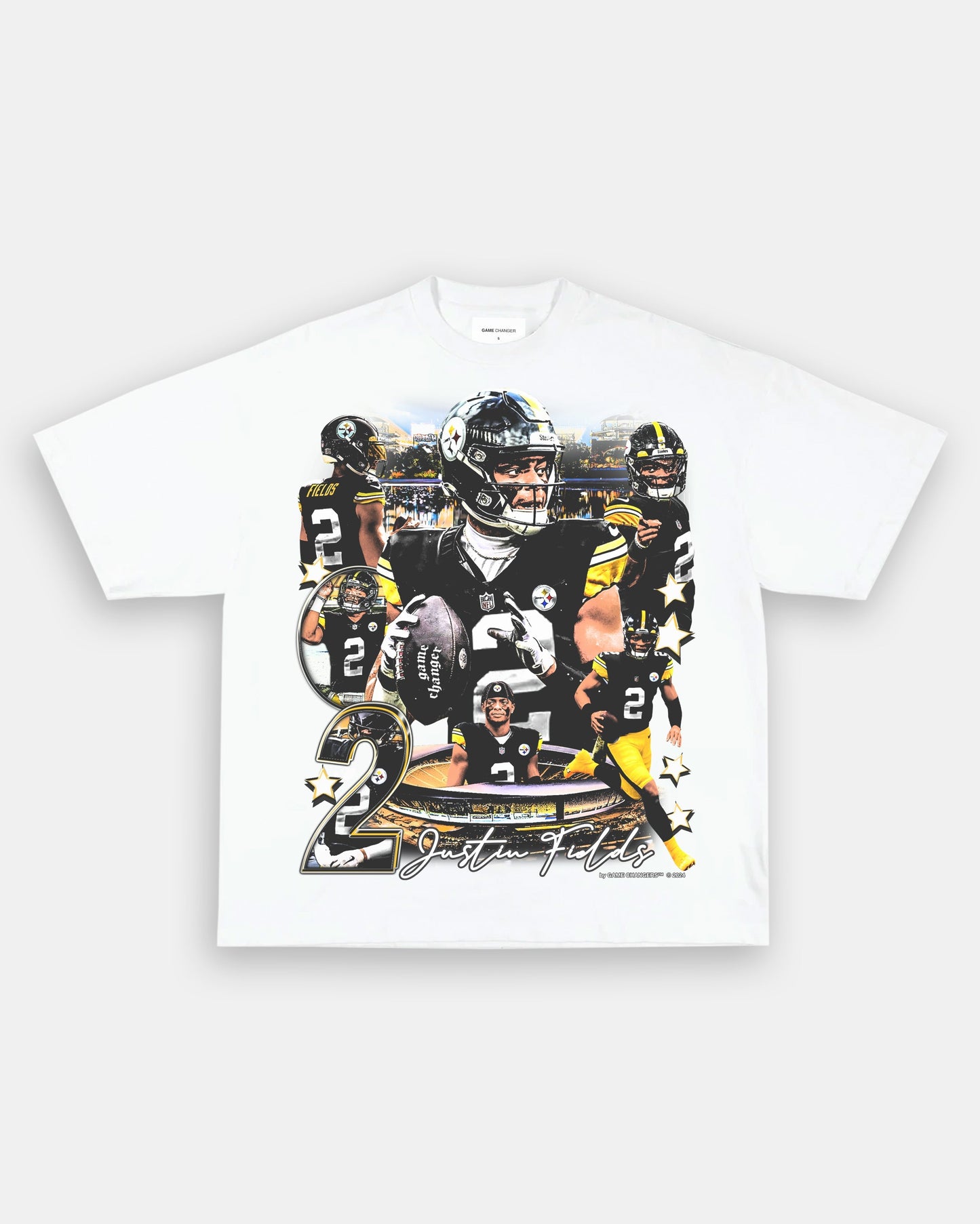 Unisex-Adult Ultra Cotton Washed T-Shirt Graphic JUSTIN FIELDS - STEELERS TEE