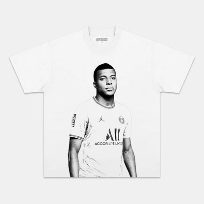 Unisex-Adult Ultra Cotton Washed T-Shirt Graphic  KYLIAN MBAPPE WHITE TEE