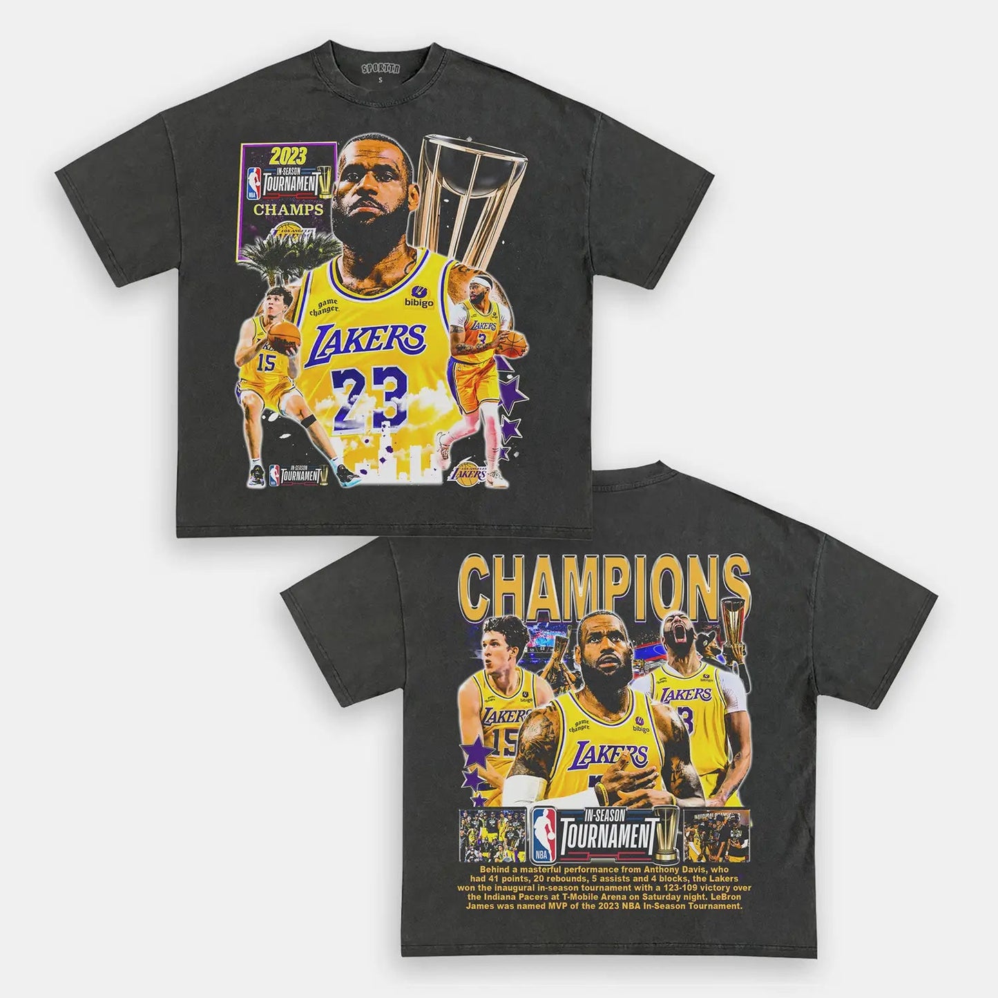 Unisex-Adult Ultra Cotton Washed T-Shirt Graphic  LAKERS IST CHAMPS TEE - DS