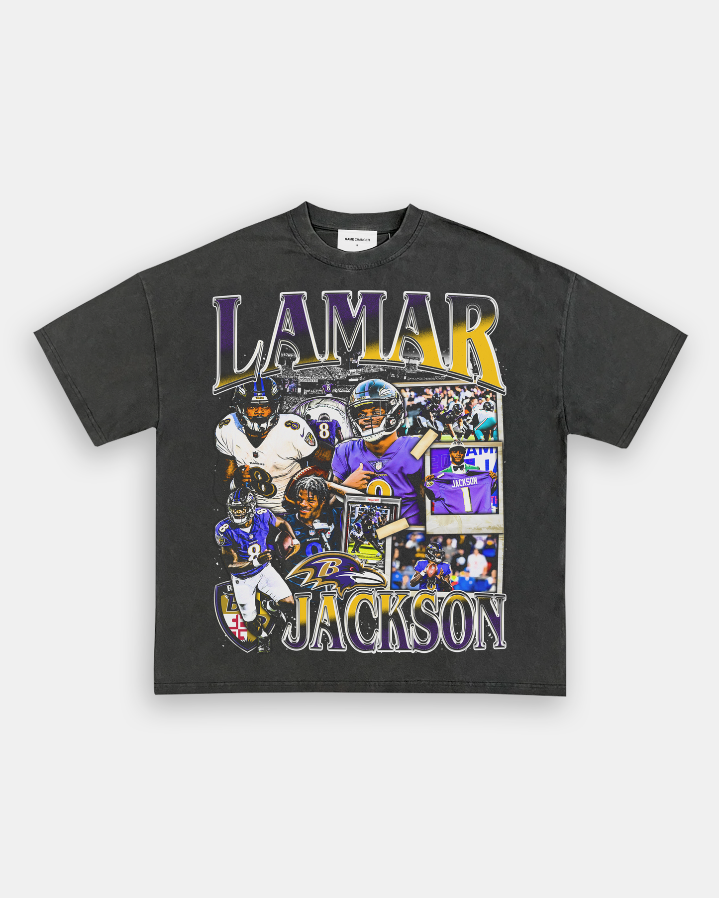 Unisex-Adult Ultra Cotton Washed T-Shirt Graphic LAMAR JACKSON TEE