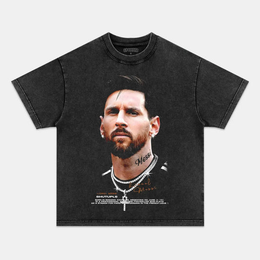 Unisex-Adult Ultra Cotton Washed T-Shirt Graphic  LEO MESSI TEE