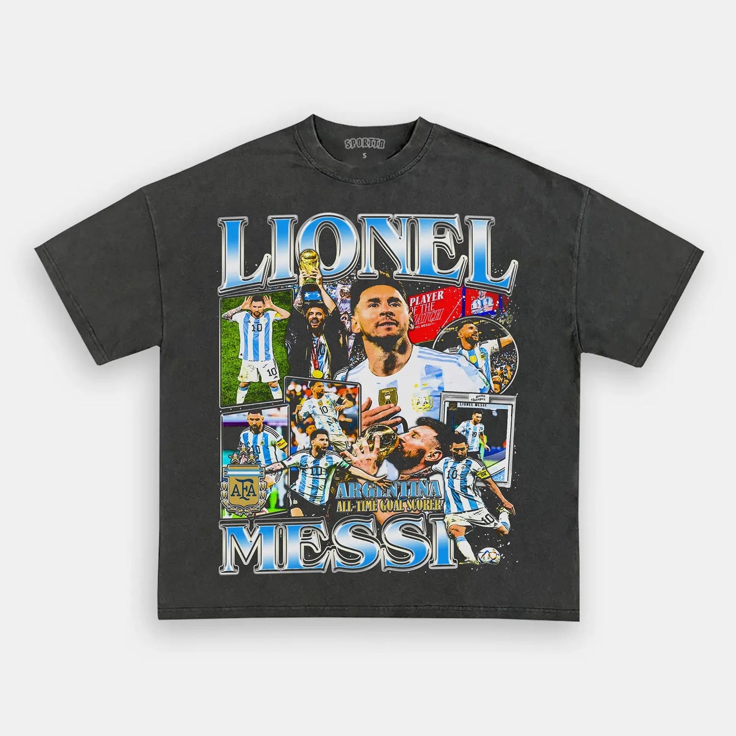 Unisex-Adult Ultra Cotton Washed T-Shirt Graphic  LIONEL MESSI TEE