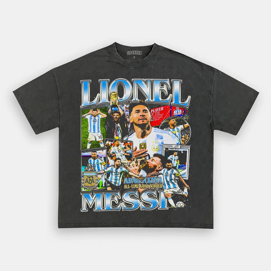 Unisex-Adult Ultra Cotton Washed T-Shirt Graphic  LIONEL MESSI TEE