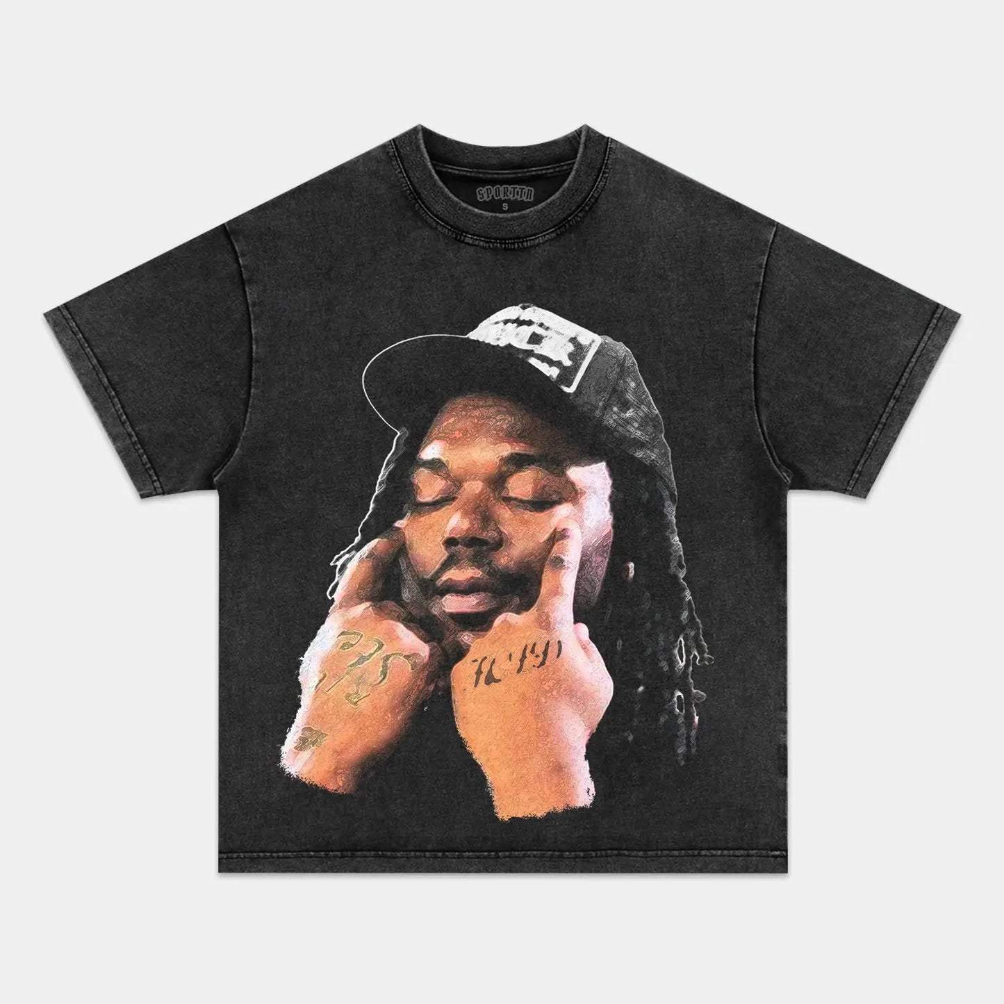 Unisex-Adult Ultra Cotton Washed T-Shirt Graphic  LUCKI BIG FACE TEE