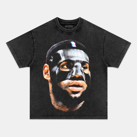 Unisex-Adult Ultra Cotton Washed T-Shirt Graphic  LEBRON JAMES BIG FACE TEE