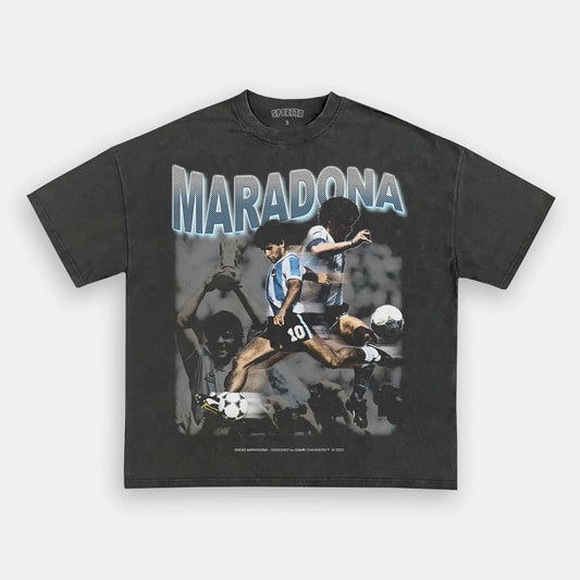 Unisex-Adult Ultra Cotton Washed T-Shirt Graphic  MARADONA TEE