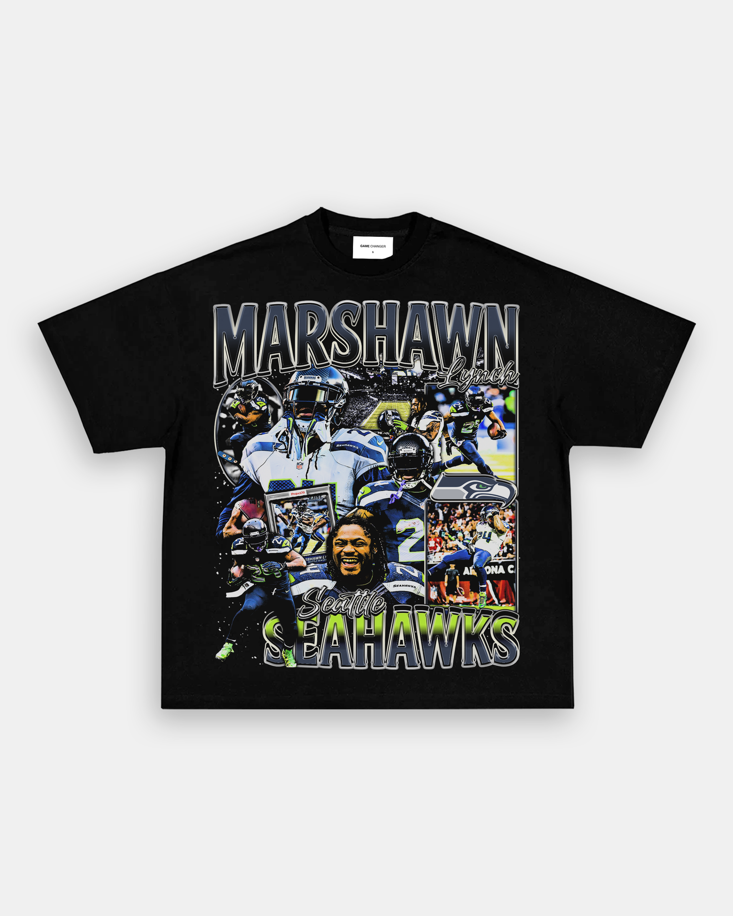 Unisex-Adult Ultra Cotton Washed T-Shirt Graphic MARSHAWN LYNCH TEE