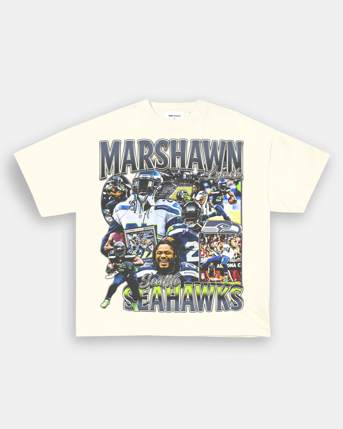 Unisex-Adult Ultra Cotton Washed T-Shirt Graphic MARSHAWN LYNCH TEE