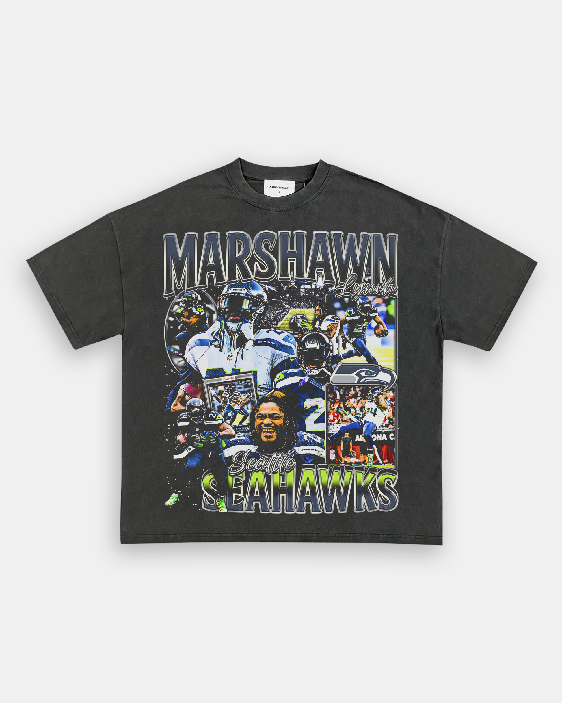 Unisex-Adult Ultra Cotton Washed T-Shirt Graphic MARSHAWN LYNCH TEE