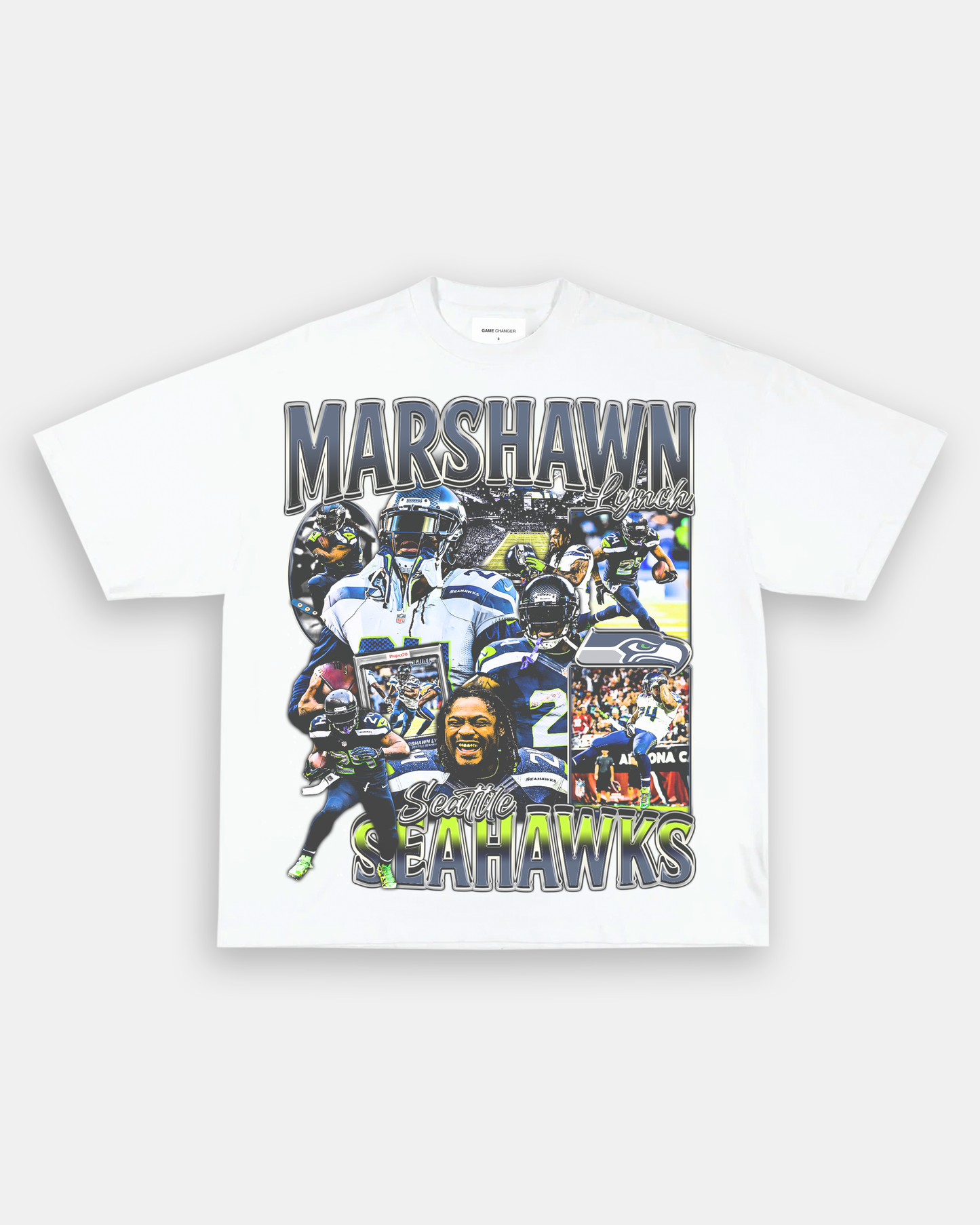 Unisex-Adult Ultra Cotton Washed T-Shirt Graphic MARSHAWN LYNCH TEE