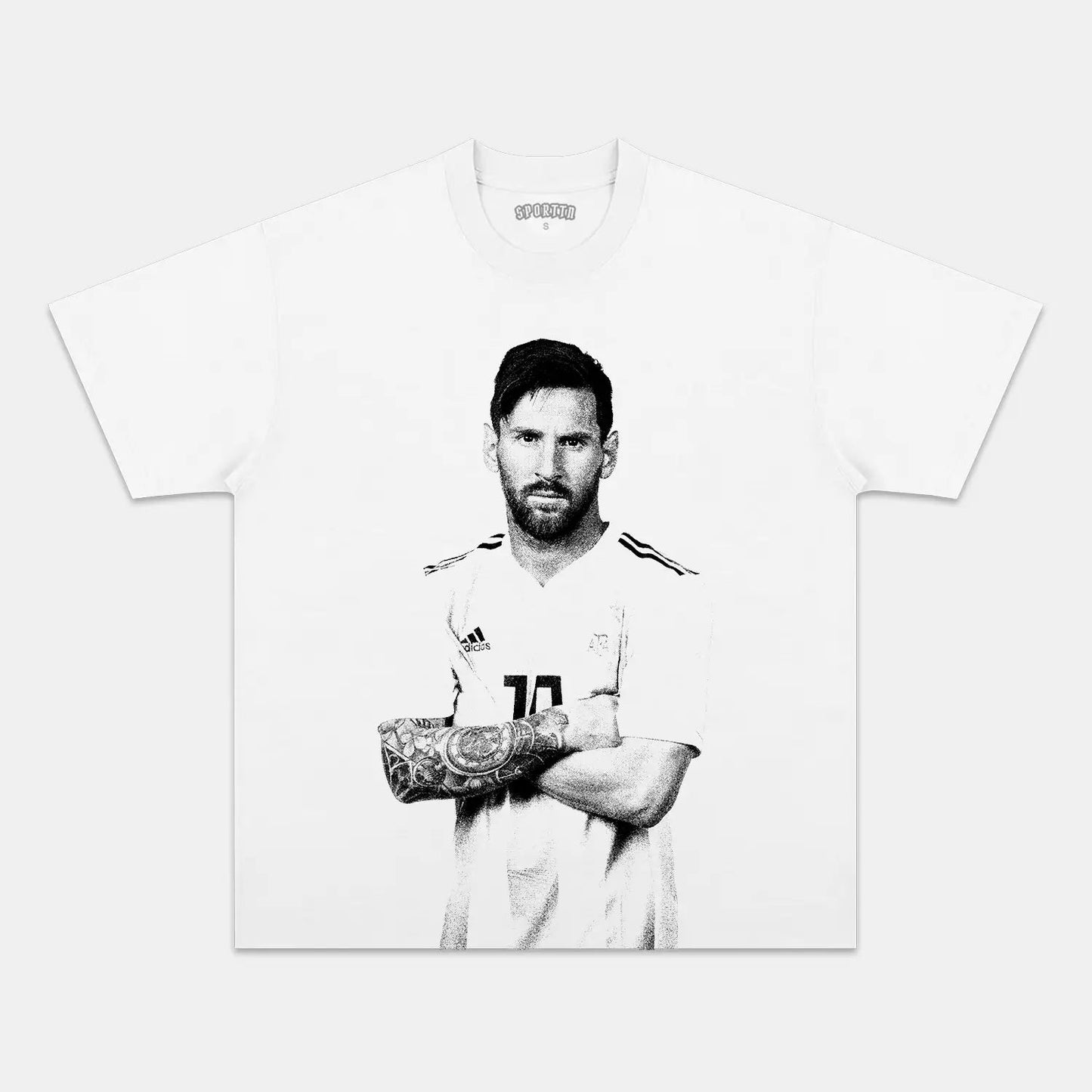 Unisex-Adult Ultra Cotton Washed T-Shirt Graphic  LIONEL MESSI WHITE TEE