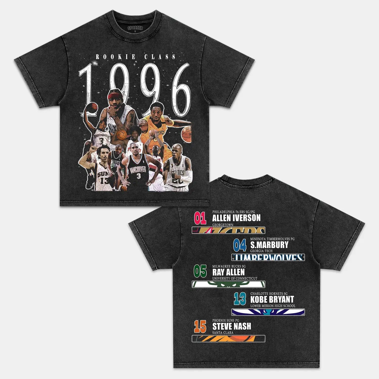 Unisex-Adult Ultra Cotton Washed T-Shirt Graphic NBA 1996 VINTAGE TEE